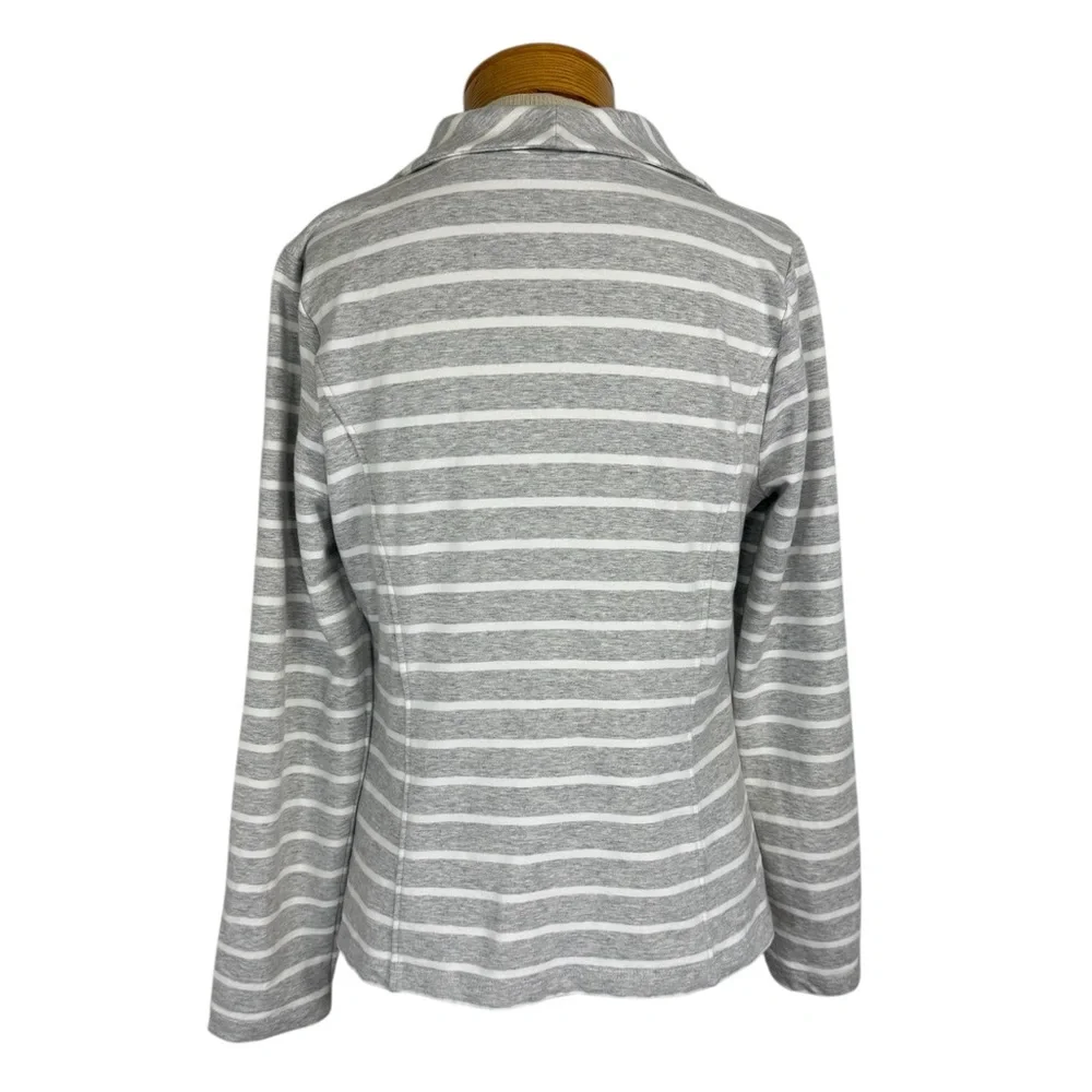 Isaac Mizrahi Live! Moto Jacket Women's S Gray White Striped Asymmetrical